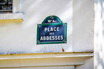 Image showing Place des Abbesses street sign, Paris, France