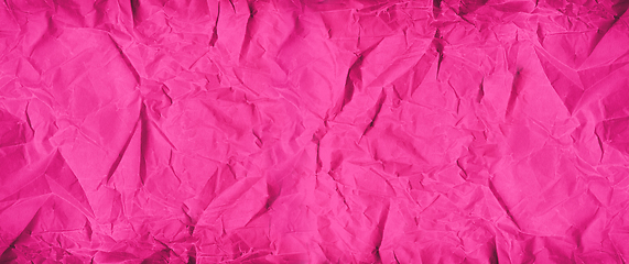 Image showing Pink crumpled paper texture. Banner background