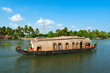 Image showing Houseboat on Kerala backwaters, India