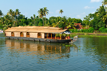 Image showing Houseboat on Kerala backwaters, India