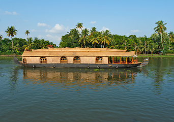 Image showing Houseboat on Kerala backwaters, India