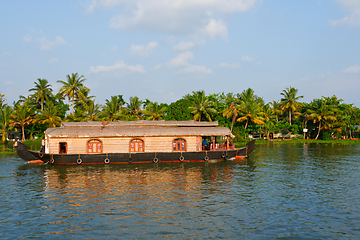 Image showing Houseboat on Kerala backwaters, India