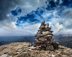 Image showing Stone cairn in Himalayas