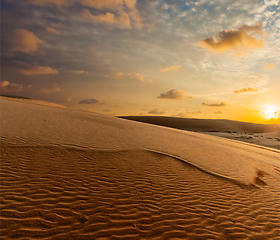 Image showing White sand dunes on sunrise, Mui Ne, Vietnam