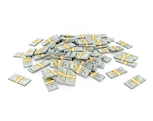 Image showing Pile of dollar bundles