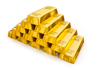 Image showing Gold bars pyramid