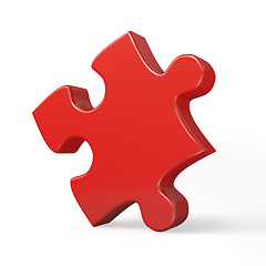 Image showing Single red puzzle piece isolated