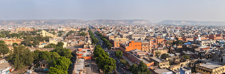 Image showing Panorama of aerial view of Jaipur, Rajasthan, India