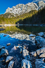 Image showing Frillensee lake and Zugspitze - the highest mountain in Germany