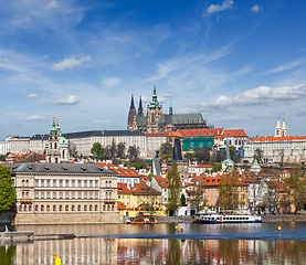 Image showing View of Charles bridge over Vltava river and Gradchany