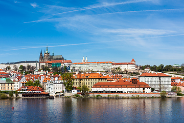 Image showing View of Charles bridge over Vltava river and Gradchany