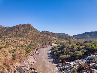 Image showing aerial Epupa Falls on the Kunene River in Namibia