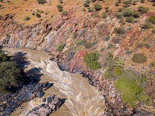 Image showing aerial Epupa Falls on the Kunene River in Namibia