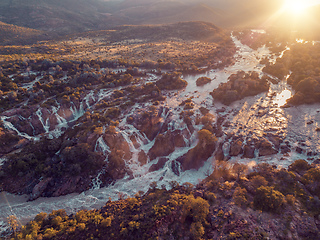 Image showing aerial Epupa Falls on the Kunene River in Namibia