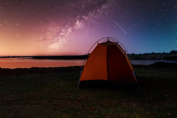 Image showing camping in africa wilderness with starry sky