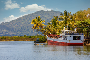 Image showing rusted abandoned boat, Maroantsetra, Madagascar