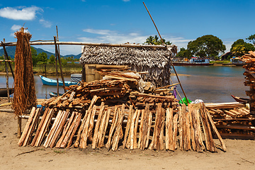 Image showing firewood on street marketplace, Maroantsetra Madagascar