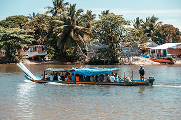 Image showing overloaded and crowded taxi boat, Madagascar