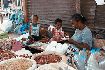 Image showing Malagasy marketplace on main street of Maroantsetra, Madagascar