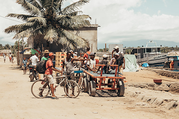 Image showing Malagasy workers on main street of Maroantsetra, Madagascar