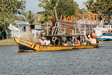 Image showing overloaded and crowded taxi boat, Madagascar