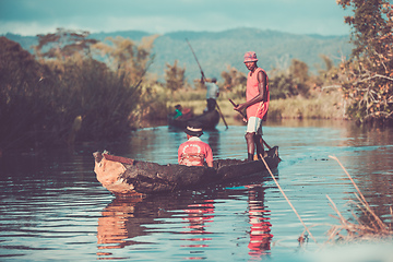 Image showing Daily life in madagascar countryside on river