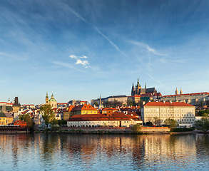 Image showing View Gradchany (Prague Castle) and St. Vitus Cathedral over Vlta