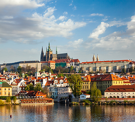 Image showing View of Mala Strana and Prague castle over Vltava river