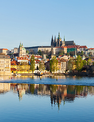 Image showing View of Charles bridge over Vltava river and Gradchany