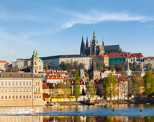 Image showing View of Mala Strana and Prague castle over Vltava river