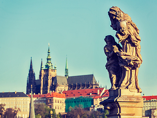 Image showing Statue on Charles Brigde in Prague