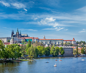 Image showing View of Charles bridge over Vltava river and Gradchany (Prague C