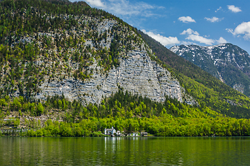 Image showing Castle at Hallstatter See mountain lake in Austria