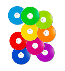 Image showing Colorful rainbow CD - DVD range on white background