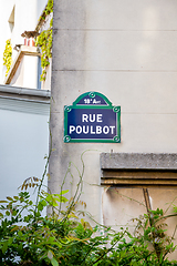 Image showing Rue Poulbot street sign, Paris, France