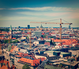 Image showing Aerial view of Munich with construction site