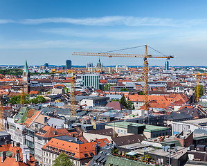 Image showing Aerial view of Munich with construction site