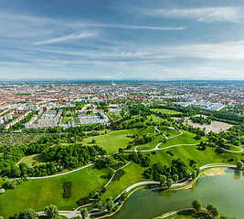 Image showing Aerial view of Olympiapark . Munich, Bavaria, Germany