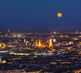 Image showing Night aerial view of Munich, Germany