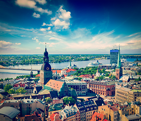 Image showing Aerial view of Riga center from St. Peter's Church, Riga, Latvia