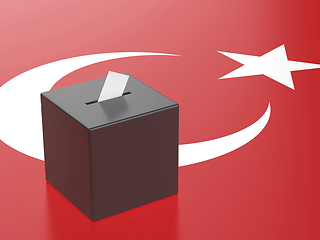 Image showing Ballot box with the flag of Republic of Turkiye