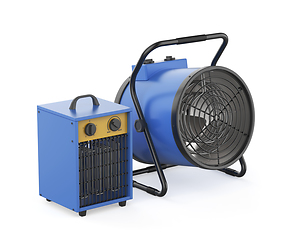 Image showing Two different industrial electric fan heaters