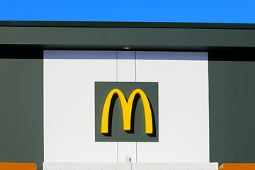 Image showing McDonald's Logo at the Entrance of Restaurant