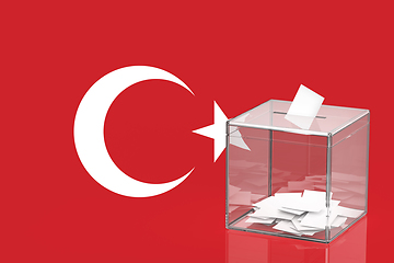 Image showing Ballot box with the flag of Republic of Turkey