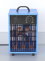 Image showing Blue electric fan heater
