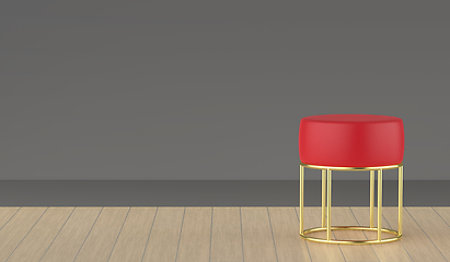 Image showing Red leather stool in the room