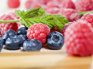 Image showing raspberry with blueberry