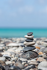 Image showing Zen balanced stones stack