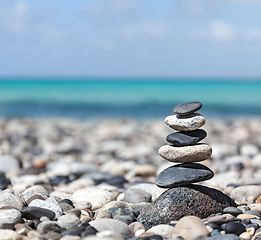 Image showing Zen balanced stones stack