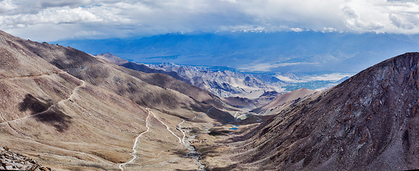 Image showing Panorama of Indus valley in Himalayas. Ladakh, India